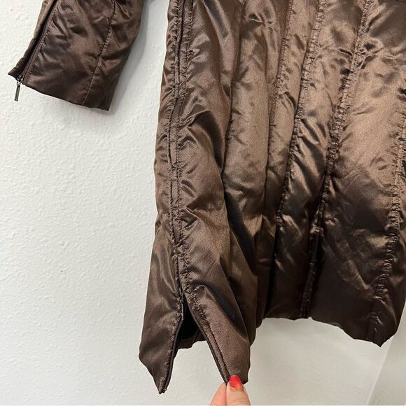 Hilary Radley Puffer Down Coat Size Small Shiny Brown - Picture 7 of 10
